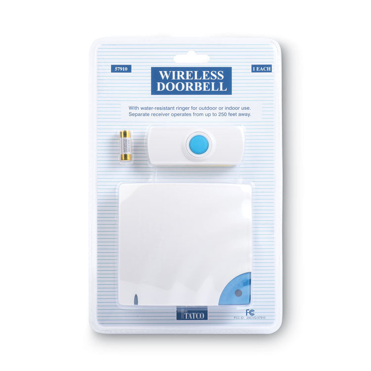 Tatco Wireless Doorbell, Battery Operated, 1.38 x 0.75 x 3.5, Bone (TCO57910) Each