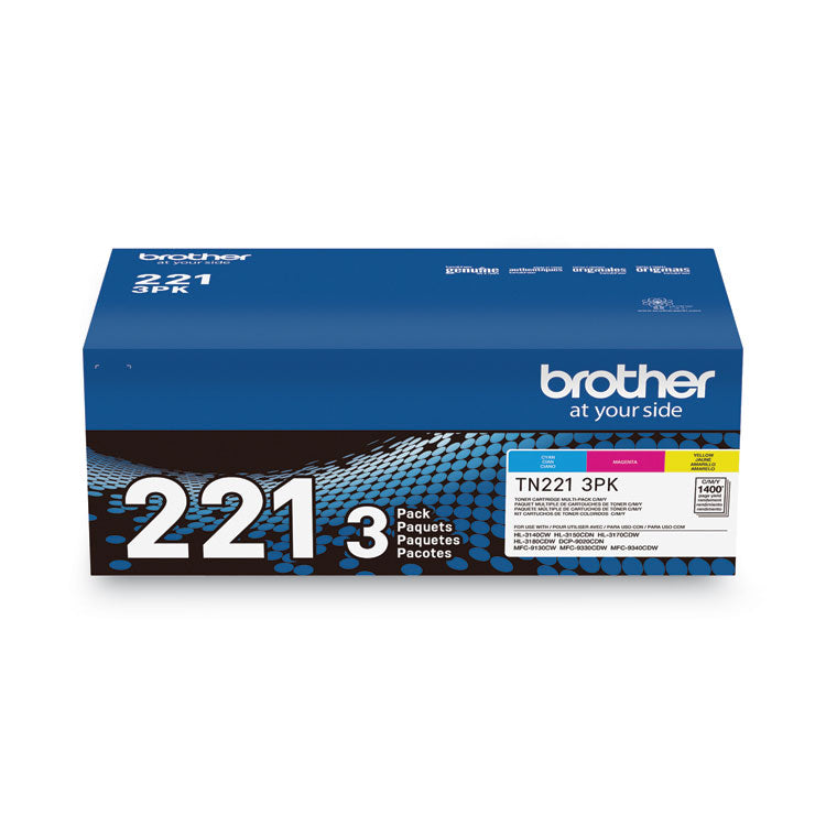 Brother TN2213PK Toner, 1,400 Page-Yield, Cyan/Magenta/Yellow (BRTTN2213PK) Pack of 3