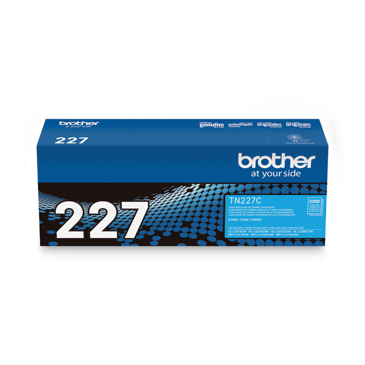 Brother TN227C High-Yield Toner, 2,300 Page-Yield, Cyan (BRTTN227C)