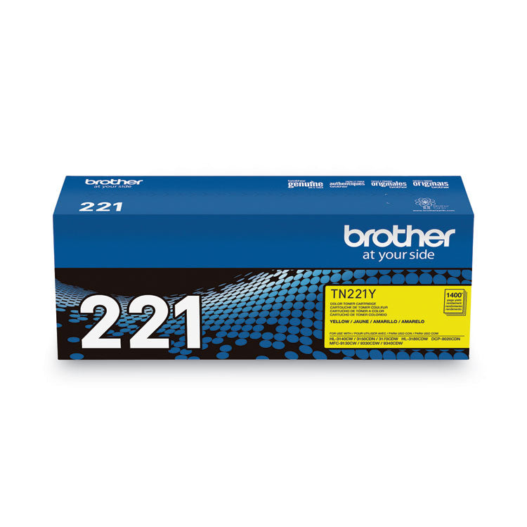 Brother TN221Y Toner, 1,400 Page-Yield, Yellow (BRTTN221Y)