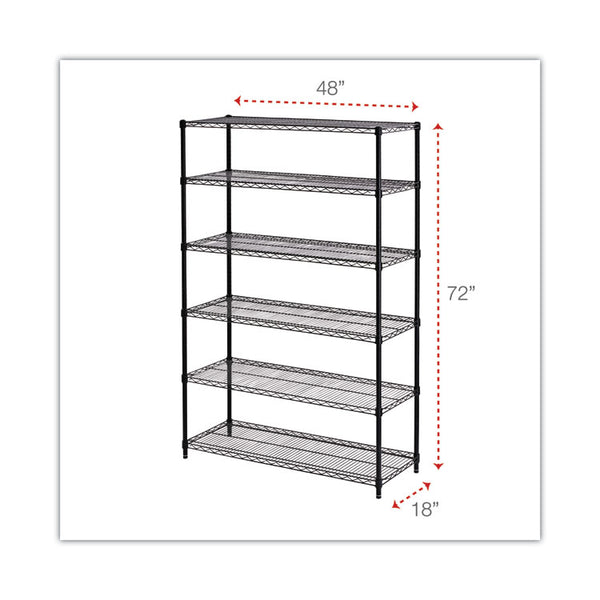 Alera® NSF Certified 6-Shelf Wire Shelving Kit, 48w x 18d x 72h, Black (ALESW664818BL)