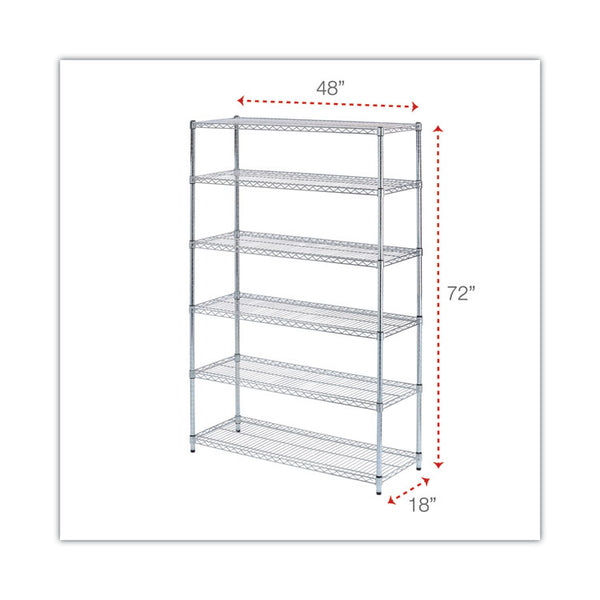 Alera® NSF Certified 6-Shelf Wire Shelving Kit, 48w x 18d x 72h, Silver (ALESW664818SR)