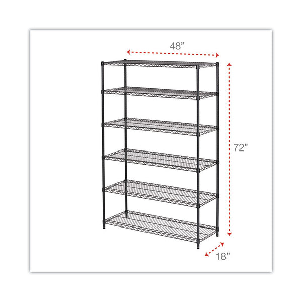 Alera® NSF Certified 6-Shelf Wire Shelving Kit, 48w x 18d x 72h, Black Anthracite (ALESW664818BA)