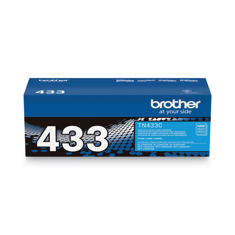 Brother TN433C High-Yield Toner, 4,000 Page-Yield, Cyan (BRTTN433C) Each