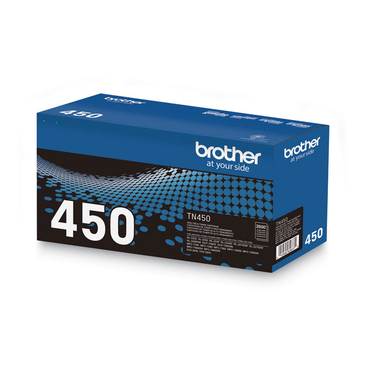 Brother TN450 High-Yield Toner, 2,600 Page-Yield, Black (BRTTN450)