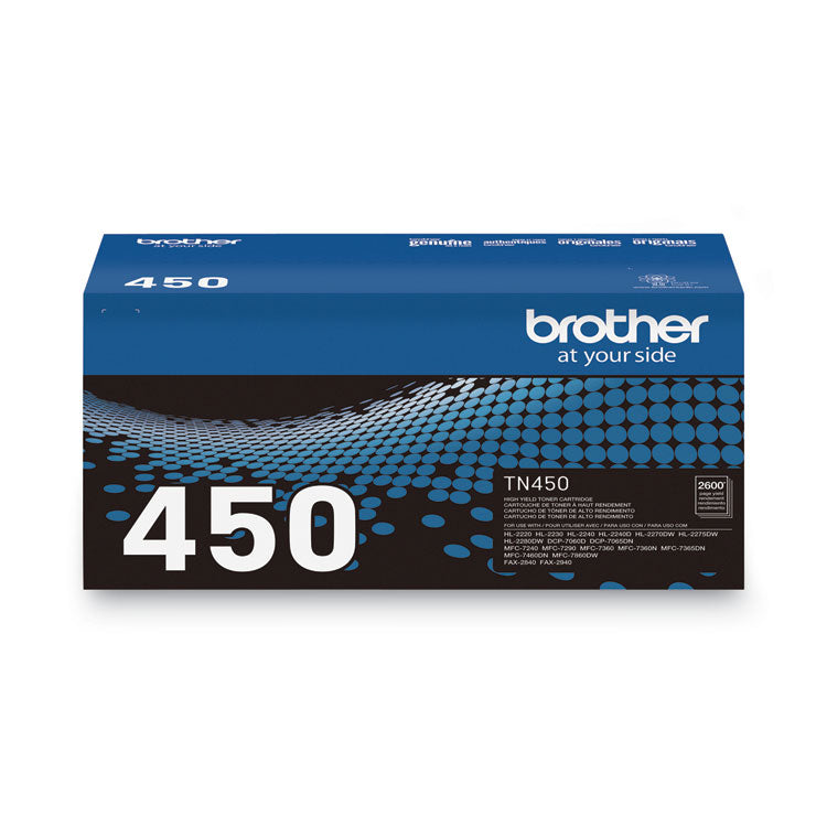 Brother TN450 High-Yield Toner, 2,600 Page-Yield, Black (BRTTN450)