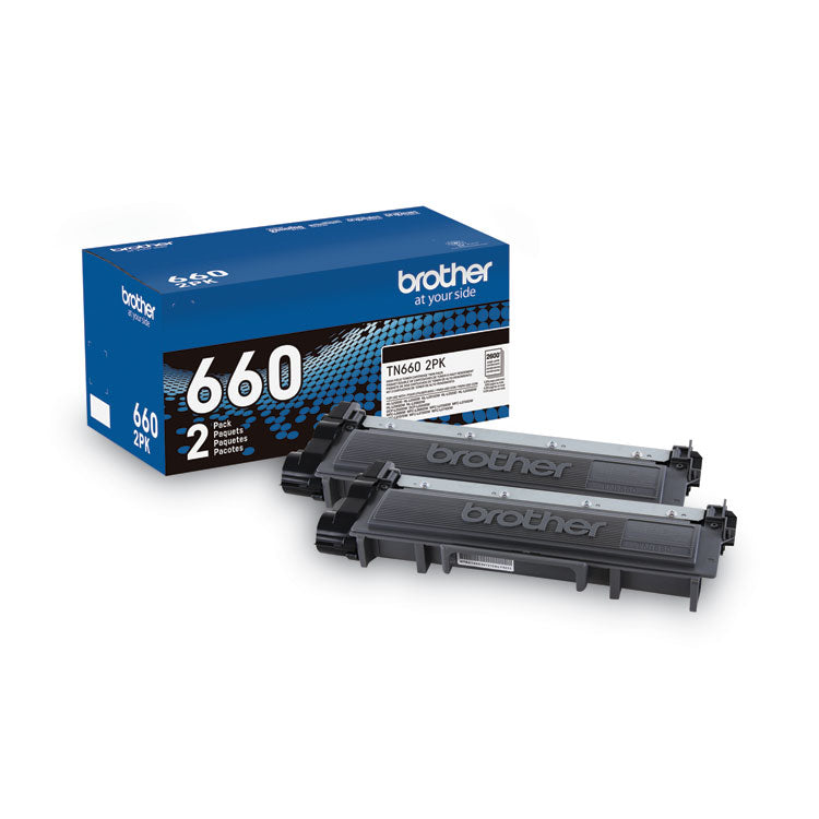 Brother TN6602PK High-Yield Toner, 2,600 Page-Yield, Black, 2/Pack (BRTTN6602PK)