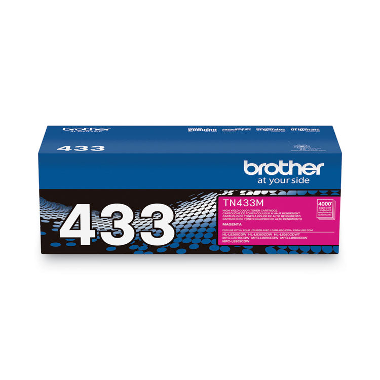 Brother TN433M High-Yield Toner, 4,000 Page-Yield, Magenta (BRTTN433M)