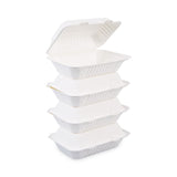 Boardwalk® Bagasse Food Containers, Hinged-Lid, 1-Compartment 9 x 6 x 3.19, White, Sugarcane, 125/Sleeve, 2 Sleeves/Carton (BWKHINGEWFHG1C9) Case of 250