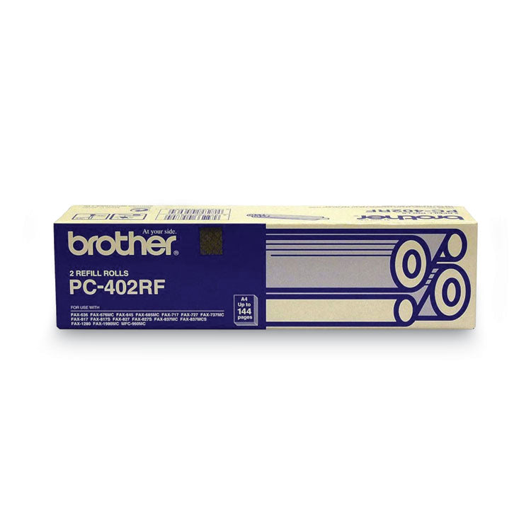 Brother PC-402RF Thermal Transfer Refill Roll, 150 Page-Yield, Black, 2/Pack (BRTPC402RF)