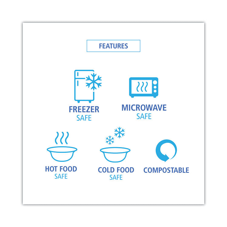 Boardwalk® Bagasse Food Containers, Hinged-Lid, 1-Compartment 6 x 6 x 3.19, White, Sugarcane, 125/Sleeve, 4 Sleeves/Carton (BWKHINGEWF1CM6)