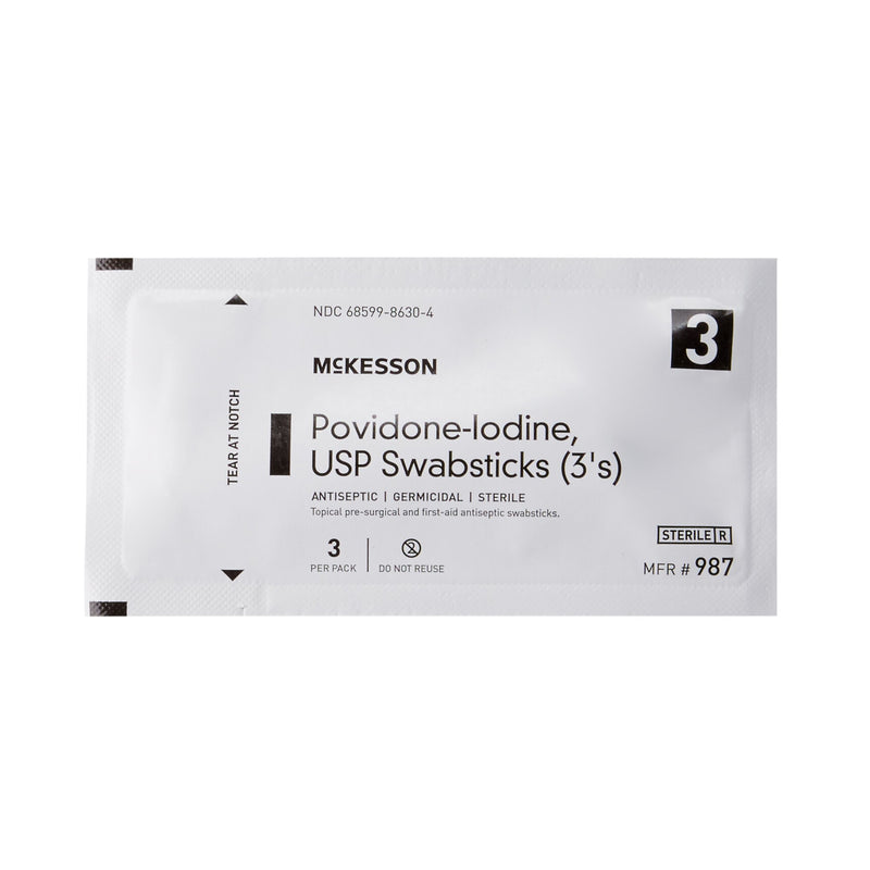 McKesson Impregnated Swabstick 10% Strength Povidone-Iodine Individual Packet Sterile (854753_PK) 1/PK
