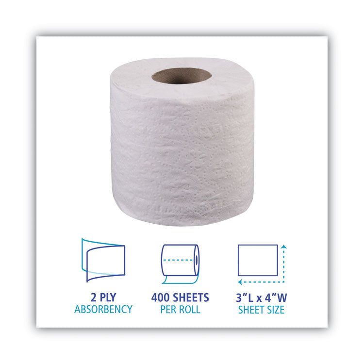 Boardwalk® 2-Ply Toilet Tissue, Septic Safe, White, 400 Sheets/Roll, 96 Rolls/Carton (BWK6144)