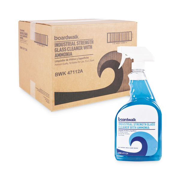 Boardwalk® Industrial Strength Glass Cleaner with Ammonia, 32 oz Trigger Spray Bottle, 12/Carton (BWK47112A)
