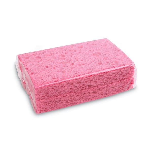 Boardwalk® Small Cellulose Sponge, 3.6 x 6.5, 0.9" Thick, Pink, 2/Pack, 24 Packs/Carton (BWKCS1A)