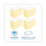 Boardwalk® Scrubbing Sponge, Light Duty, 3.6 x 6.1, 0.7" Thick, Yellow/White, Individually Wrapped, 20/Carton (BWK16320)