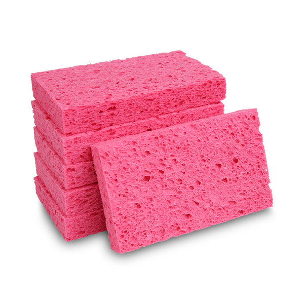 Boardwalk® Small Cellulose Sponge, 3.6 x 6.5, 0.9" Thick, Pink, 2/Pack, 24 Packs/Carton (BWKCS1A) Case of 48