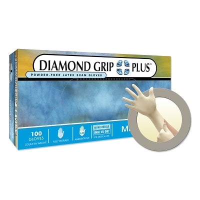 Ansell Diamond Grip Plus DGP-350 Latex Exam Gloves, Large, Natural Rubber Latex (748-DGP-350-L) 100 EA / BX