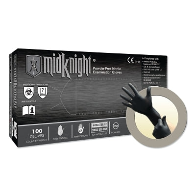 Ansell MidKnight® MK-296 Disposable Nitrile Gloves, 4.7 mil Palm, 5.5 mil Fingers, X-Small, Black (748-MK-296-XS) 100 EA / BX