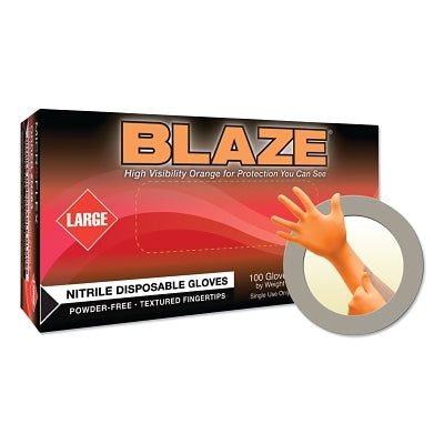 Ansell Blaze N48 Nitrile Exam Gloves, Beaded, Large, Orange (748-N483) 100 EA / BX