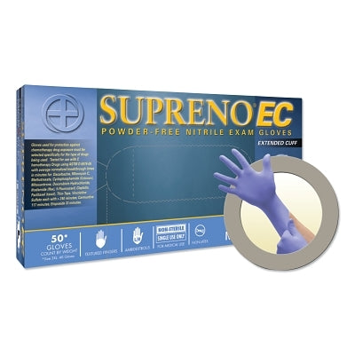 Ansell Supreno® EC SEC-375 Nitrile Disposable Gloves, 5.5 mil Palm, 8.3 mil Fingers, 3X-Large, Violet Blue (748-SEC-375-3XL) 40 EA / BX