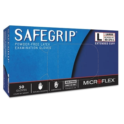 Ansell SafeGrip® SG-375 Examination Gloves, Large, Natural Rubber Latex, Blue (748-SG-375-L) 1 Box
