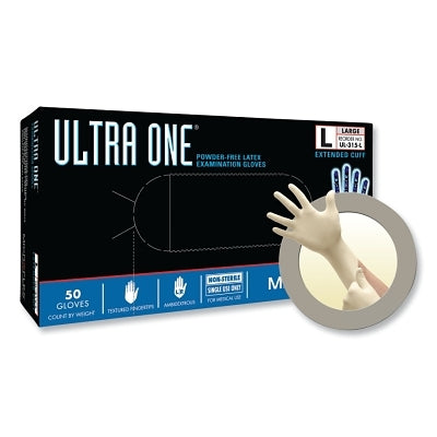 Ansell Ultra One® UL-315 Latex Disposable Gloves, Large, Natural Rubber Latex, Beige, Extended Cuff (748-UL-315-L) 50 EA / BX