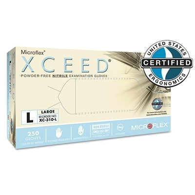 Ansell XCEED® XC-310 Nitrile Disposable Gloves, Beaded Cuff, Large, Blue (748-XC-310-L) 2500 EA / CA
