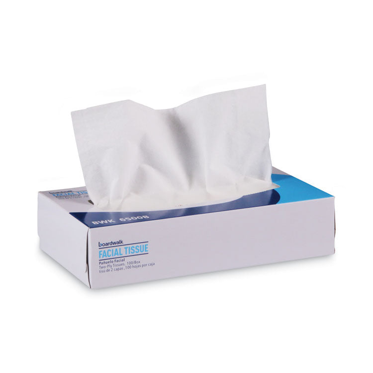 Boardwalk® Office Packs Facial Tissue, 2-Ply, White, Flat Box, 100 Sheets/Box, 30 Boxes/Carton (BWK6500B)