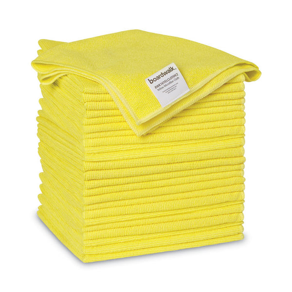 Boardwalk® Microfiber Cleaning Cloths, 16 x 16, Yellow, 24/Pack (BWK16YELCLOTHV2)