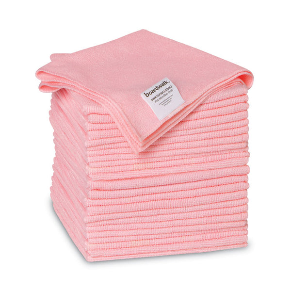 Boardwalk® Microfiber Cleaning Cloths, 16 x 16, Pink, 24/Pack (BWK16PINCLOTHV2)