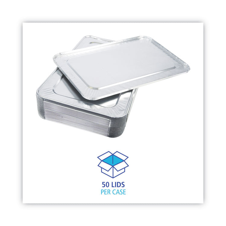 Boardwalk® Aluminum Steam Table Pan Lids, Fits Full-Size Pan, Deep,12.88 x 20.81 x 0.63, 50/Carton (BWKLIDSTEAMFL)