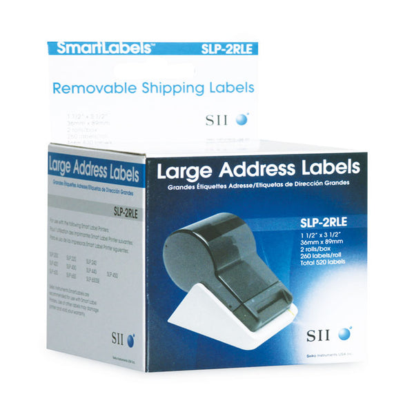 Seiko SLP-2RLE Self-Adhesive Large Address Labels, 1.5" x 3.5", White, 260 Labels/Roll, 2 Rolls/Box (SKPSLP2RLE) 2 Rolls
