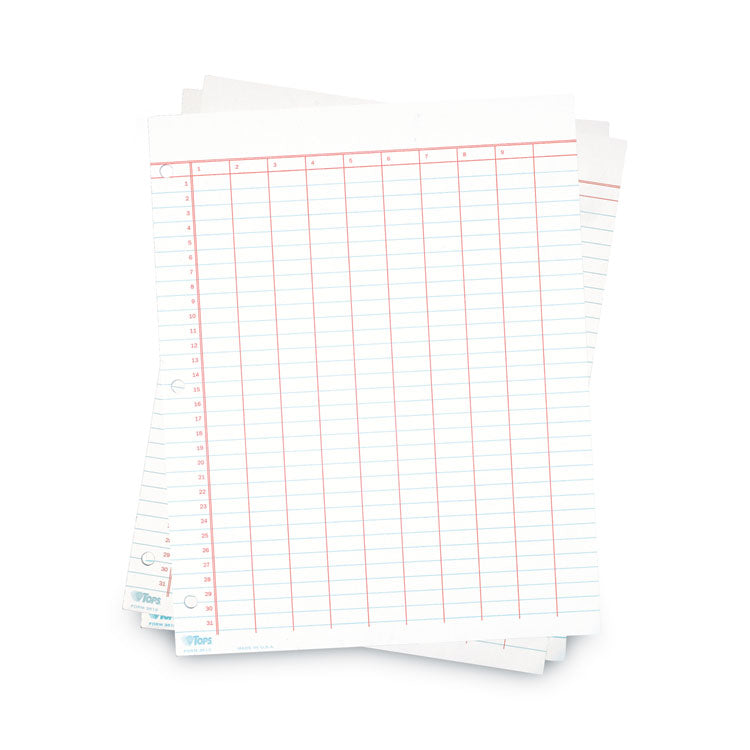 TOPS™ Data Pad with Numbered Column Headings, Data/Lab-Record Format, Wide/Legal Rule, 10 Columns, 8.5 x 11, White, 50 Sheets (TOP3619) Each