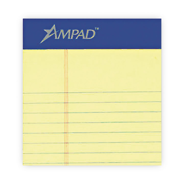 Ampad® Perforated Writing Pads, Narrow Rule, 50 Canary-Yellow 8.5 x 11.75 Sheets, Dozen (TOP20222)