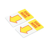 Universal® Arrow Page Flags, "Sign Here", Yellow/Red, 50 Flags/Dispenser, 2 Dispensers/Pack (UNV99005) Pack of 2