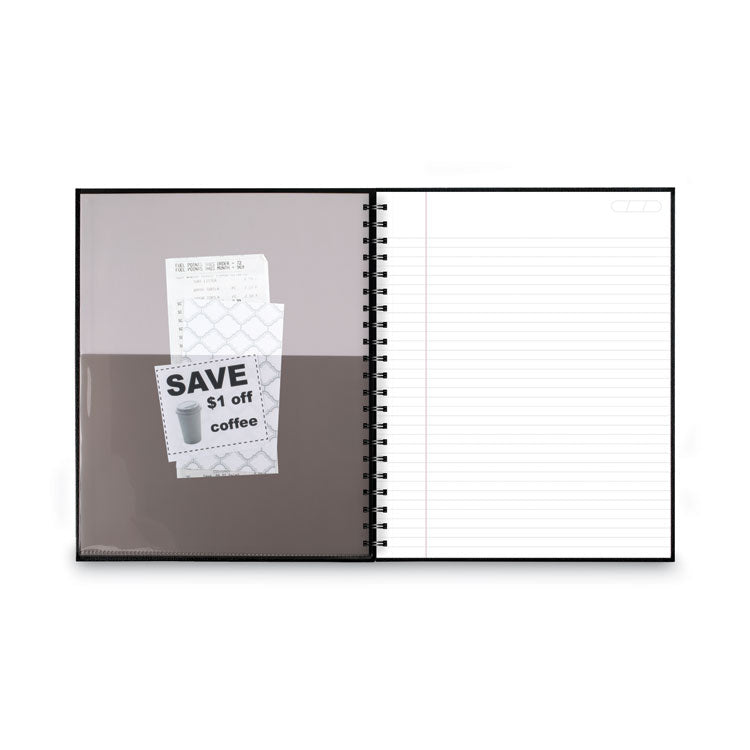 Cambridge® Limited Hardbound Notebook with Pocket, 1-Subject, Wide/Legal Rule, Black Cover, (96) 11 x 8.5 Sheets (MEA06100) Each