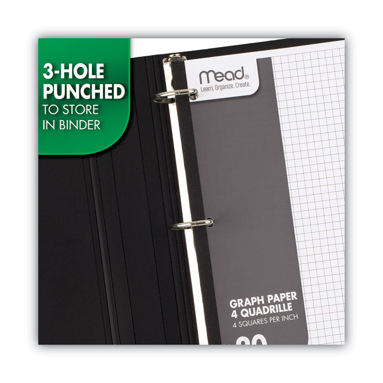 Mead® Graph Paper Tablet, 3-Hole, 8.5 x 11, Quadrille: 4 sq/in, 20 Sheets/Pad, 12 Pads/Pack (MEA19010) 1 Pad