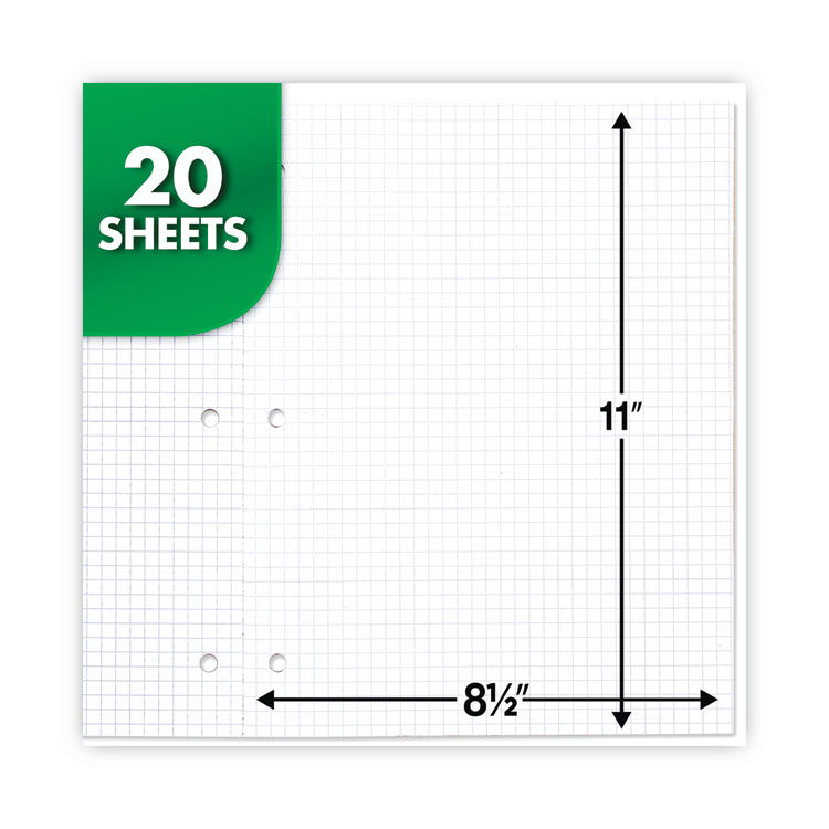 Mead® Graph Paper Tablet, 3-Hole, 8.5 x 11, Quadrille: 4 sq/in, 20 Sheets/Pad, 12 Pads/Pack (MEA19010) 1 Pad