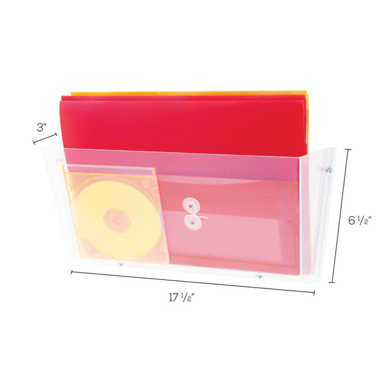 deflecto® Unbreakable DocuPocket Wall File, Legal Size, 17.5"  x 3" x 6.5", Clear (DEF64301) Each