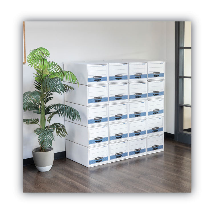 Bankers Box® STOR/DRAWER STEEL PLUS Extra Space-Savings Storage Drawers, 10.5" x 25.25" x 5.25", White/Blue, 12/Carton (FEL00302) Carton of 12