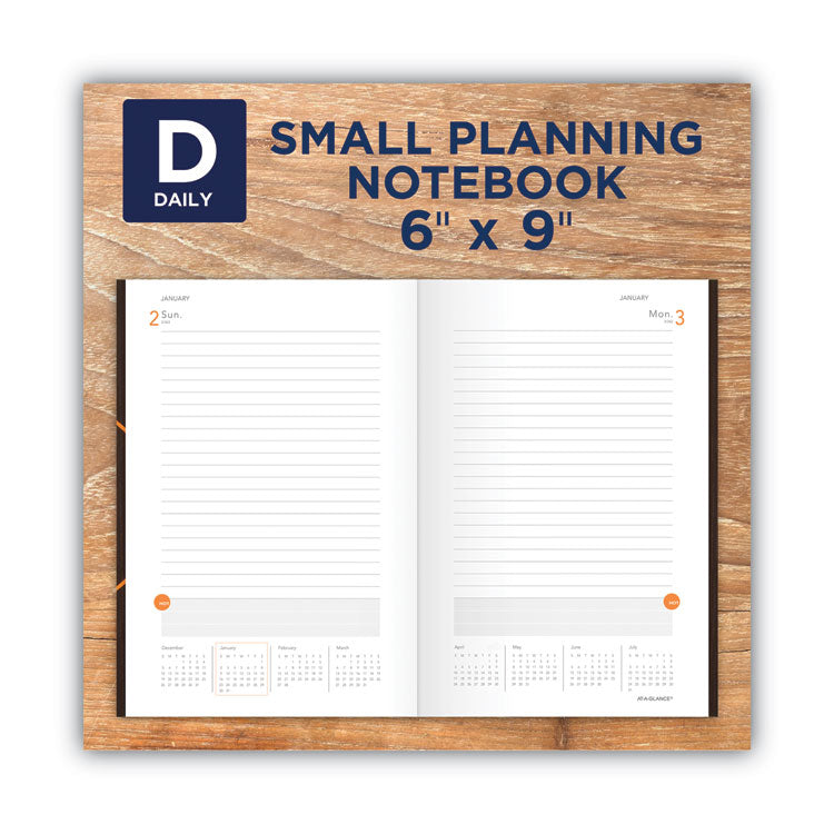 AT-A-GLANCE® One-Day-Per-Page Planning Notebook, 9 x 6, Dark Brown/Orange Cover, 12-Month (Jan to Dec): 2024 (AAG70620130)