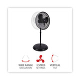 Alera® 16" 3-Speed Oscillating Pedestal Stand Fan, Metal, Plastic, Black (ALEFANP16B)