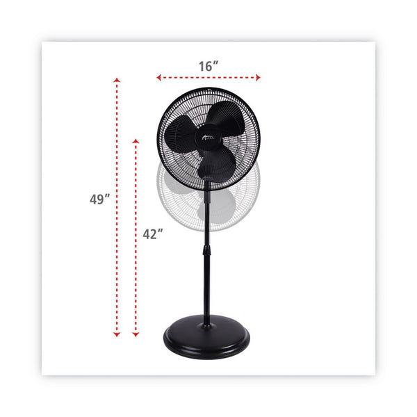 Alera® 16" 3-Speed Oscillating Pedestal Stand Fan, Metal, Plastic, Black (ALEFANP16B)
