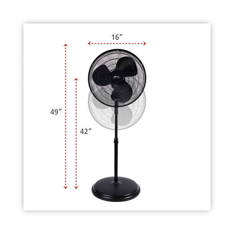 Alera® 16" 3-Speed Oscillating Pedestal Stand Fan, Metal, Plastic, Black (ALEFANP16B)