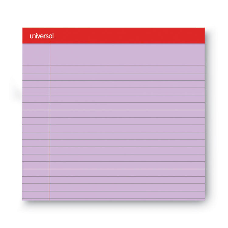 Universal® Colored Perforated Ruled Writing Pads, Wide/Legal Rule, 50 Assorted Color 8.5 x 11.75 Sheets, 6/Pack (UNV35878)