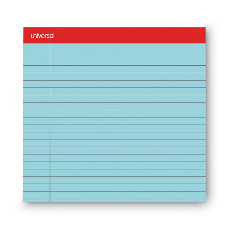 Universal® Colored Perforated Ruled Writing Pads, Wide/Legal Rule, 50 Blue 8.5 x 11 Sheets, Dozen (UNV35880) Pack of 12