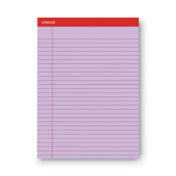 Universal® Colored Perforated Ruled Writing Pads, Wide/Legal Rule, 50 Orchid 8.5 x 11 Sheets, Dozen (UNV35884)