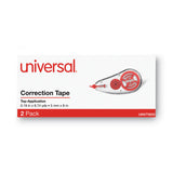 Universal® Correction Tape Dispenser, Non-Refillable, Transparent Red Applicator, 0.2" x 315", 2/Pack (UNV75602)