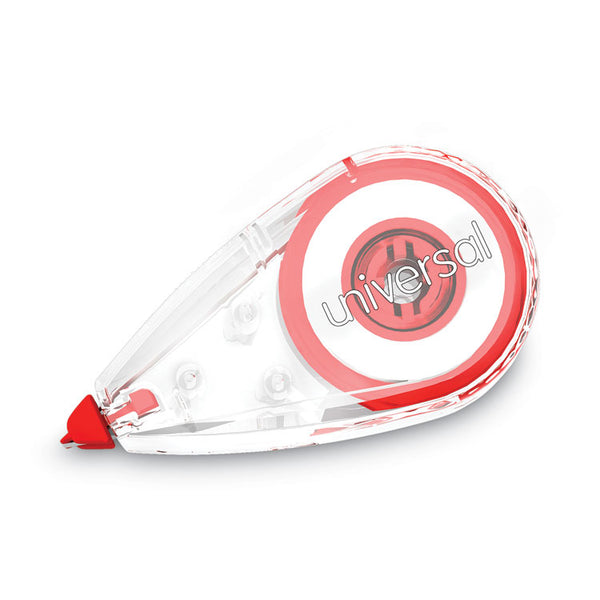 Universal® Correction Tape, Mini Economy, Non-Refillable, Clear/Red Applicator, 0.25" x 275", 10/Pack (UNV75611)